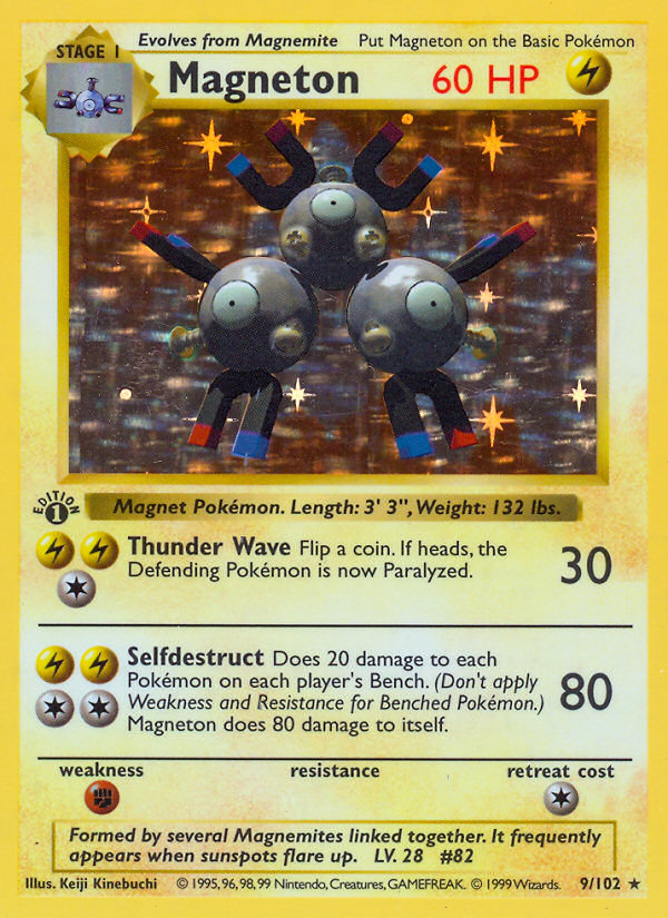 Magneton (9/102) (Shadowless) [Base Set 1st Edition] | Shuffle n Cut Hobbies & Games