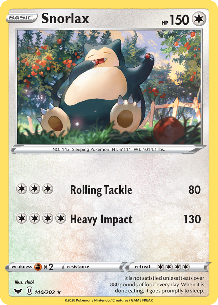 Snorlax (140/202) [Sword & Shield: Base Set] | Shuffle n Cut Hobbies & Games