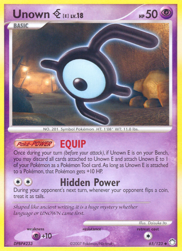 Unown E (65/123) [Diamond & Pearl: Mysterious Treasures] | Shuffle n Cut Hobbies & Games