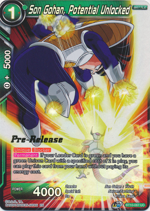 Son Gohan, Potential Unlocked (BT10-067) [Rise of the Unison Warrior Prerelease Promos] | Shuffle n Cut Hobbies & Games