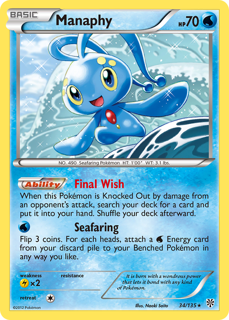 Manaphy (34/135) [Black & White: Plasma Storm] | Shuffle n Cut Hobbies & Games