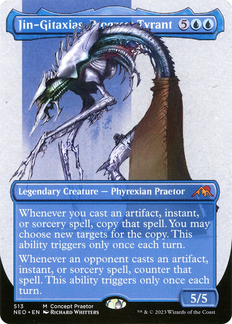 Jin-Gitaxias, Progress Tyrant (Borderless Concept Praetors) [Phyrexia: All Will Be One] | Shuffle n Cut Hobbies & Games