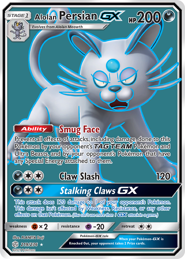 Alolan Persian GX (219/236) [Sun & Moon: Cosmic Eclipse] | Shuffle n Cut Hobbies & Games