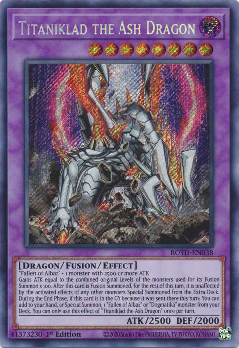 Titaniklad the Ash Dragon [ROTD-EN038] Secret Rare | Shuffle n Cut Hobbies & Games