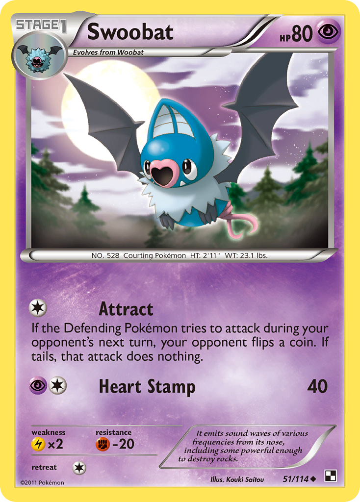 Swoobat (51/114) [Black & White: Base Set] | Shuffle n Cut Hobbies & Games