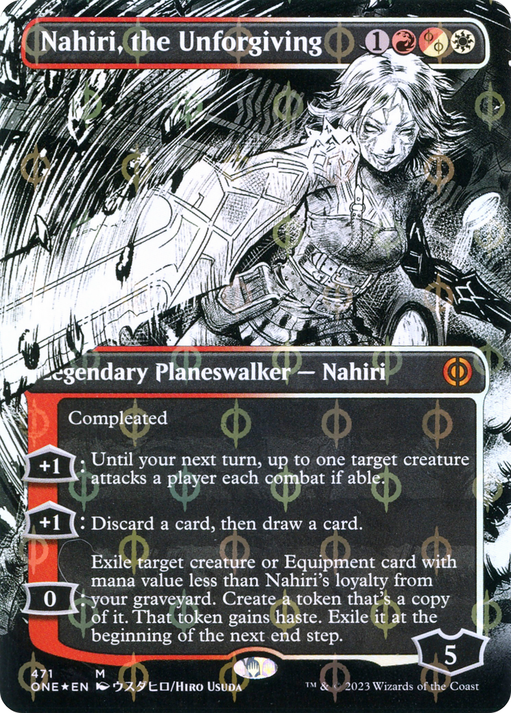 Nahiri, the Unforgiving (Borderless Manga Step-and-Compleat Foil) [Phyrexia: All Will Be One] | Shuffle n Cut Hobbies & Games