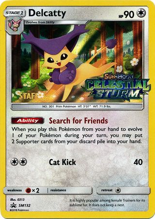 Delcatty (SM132) (Staff Prerelease Promo) [Sun & Moon: Black Star Promos] | Shuffle n Cut Hobbies & Games