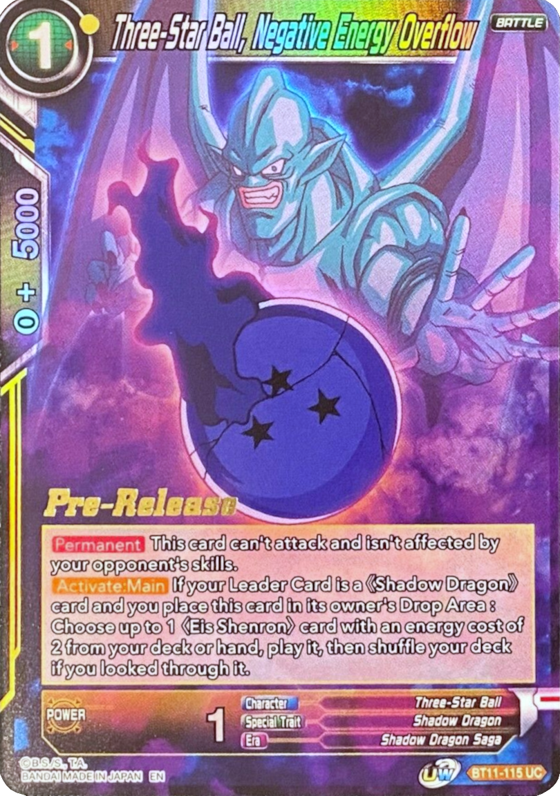 Three-Star Ball, Negative Energy Overflow (BT11-115) [Vermilion Bloodline Prerelease Promos] | Shuffle n Cut Hobbies & Games