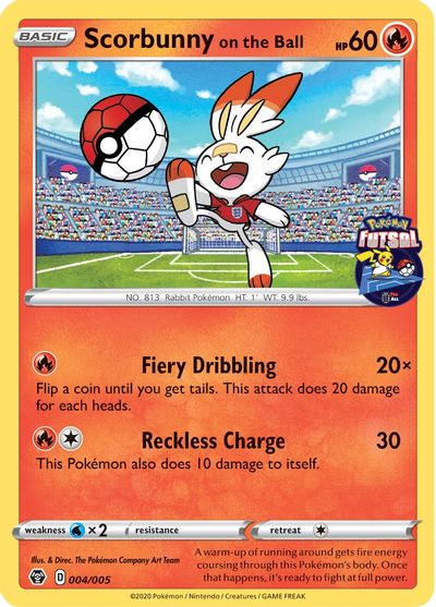 Scorbunny on the Ball (004/005) [Pokemon Futsal Collection] | Shuffle n Cut Hobbies & Games