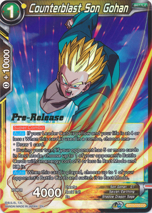 Counterblast Son Gohan (BT10-100) [Rise of the Unison Warrior Prerelease Promos] | Shuffle n Cut Hobbies & Games