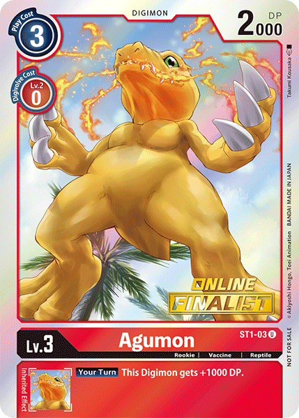 Agumon [ST1-03] (Online Finalist) [Starter Deck: Gaia Red Promos] | Shuffle n Cut Hobbies & Games