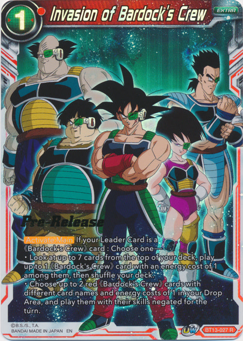 Invasion of Bardock's Crew (BT13-027) [Supreme Rivalry Prerelease Promos] | Shuffle n Cut Hobbies & Games