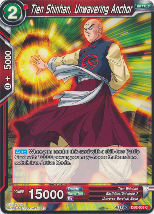 Tien Shinhan, Unwavering Anchor (Reprint) (DB2-003) [Battle Evolution Booster] | Shuffle n Cut Hobbies & Games