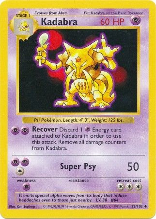 Kadabra (32/102) [Base Set Shadowless Unlimited] | Shuffle n Cut Hobbies & Games