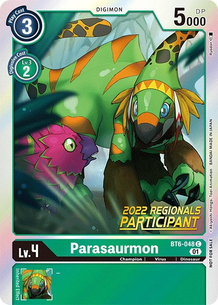 Parasaurmon [BT6-048] (2022 Championship Online Regional) (Online Participant) [Double Diamond Promos] | Shuffle n Cut Hobbies & Games