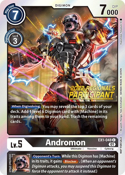 Andromon [EX1-048] (2022 Championship Online Regional) (Online Participant) [Classic Collection Promos] | Shuffle n Cut Hobbies & Games