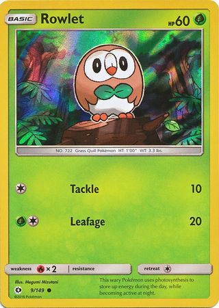 Rowlet (9/149) (Water Web Holo) [Sun & Moon: Base Set] | Shuffle n Cut Hobbies & Games