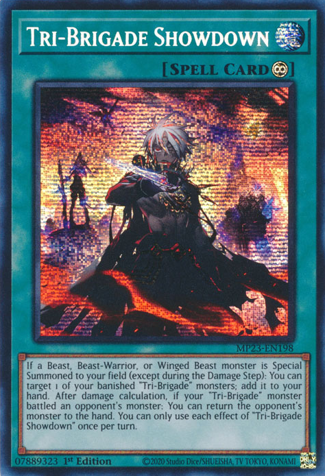 Tri-Brigade Showdown [MP23-EN198] Prismatic Secret Rare | Shuffle n Cut Hobbies & Games