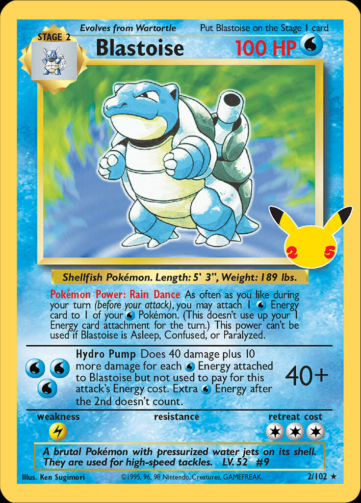 Blastoise (2/102) [Celebrations: 25th Anniversary - Classic Collection] | Shuffle n Cut Hobbies & Games