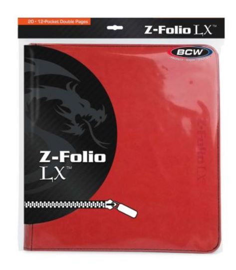 BCW ZIPPER FOLIO 12-POCKET RED | Shuffle n Cut Hobbies & Games